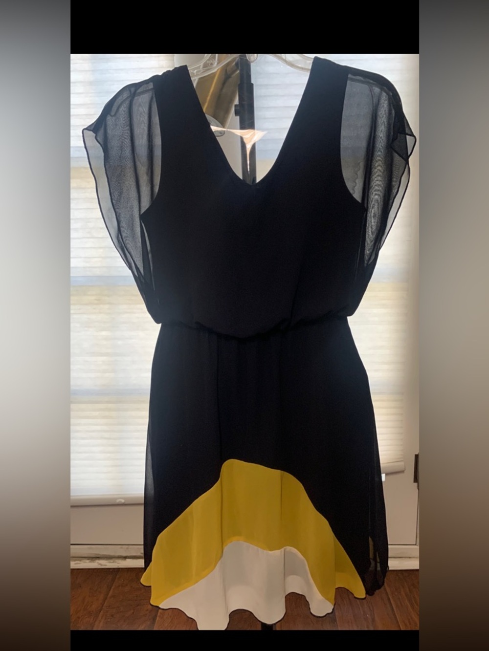 Enfocus Studio Black Dress with Yellow and White Hem Colorblock